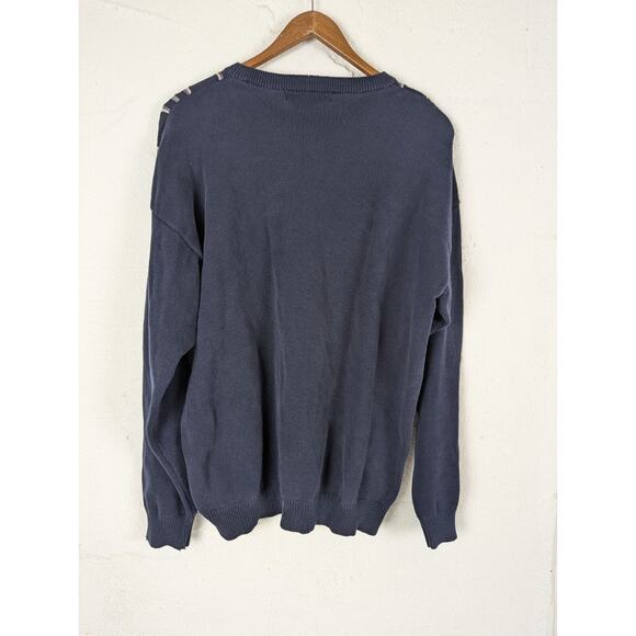 Vtg Sweater Mens Large Blue Plaid Knit Pullover Dad Grandpa Lord and Taylor Old - Picture 5 of 8